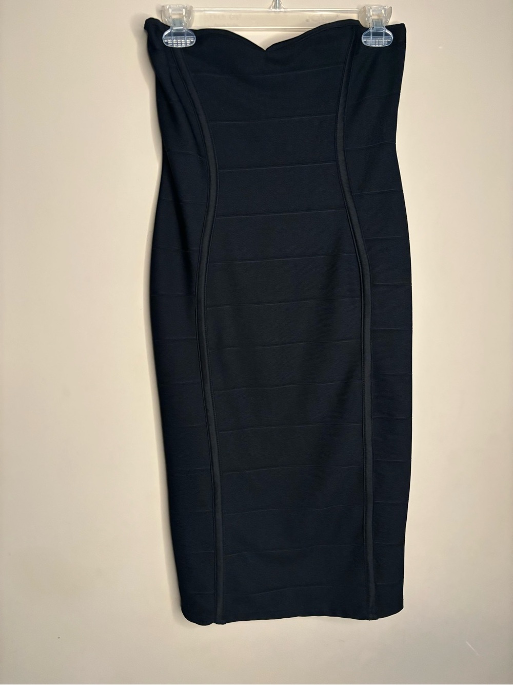 Boohoo Black Strapless Pencil Midi Skirt